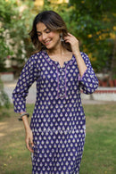 Mairaa Hand Block Printed Purple Cotton kurta