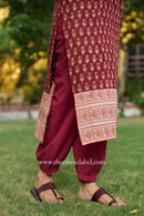 Riva Hand Block Printed Maroon Cotton kurta
