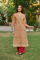 Nistha Printed Yellow Cotton Kurta