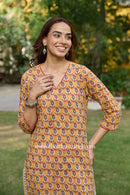 Nistha Printed Yellow Cotton Kurta
