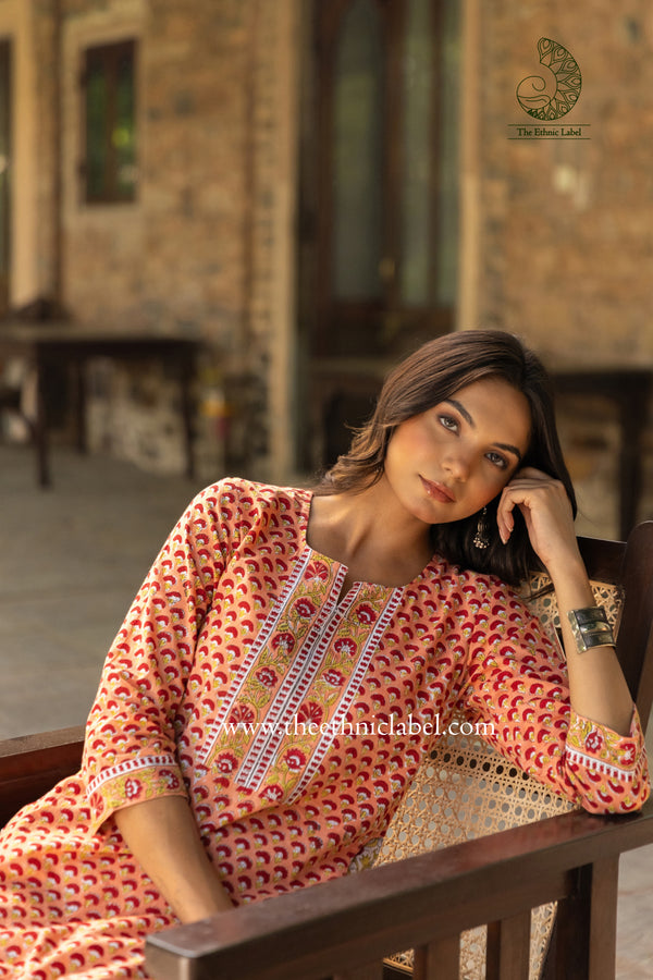 "Purva" Hand Block Print Cotton kurta