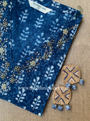 "Alara" Hand Embroidered Block Printed Cotton kurta - M, 3XL