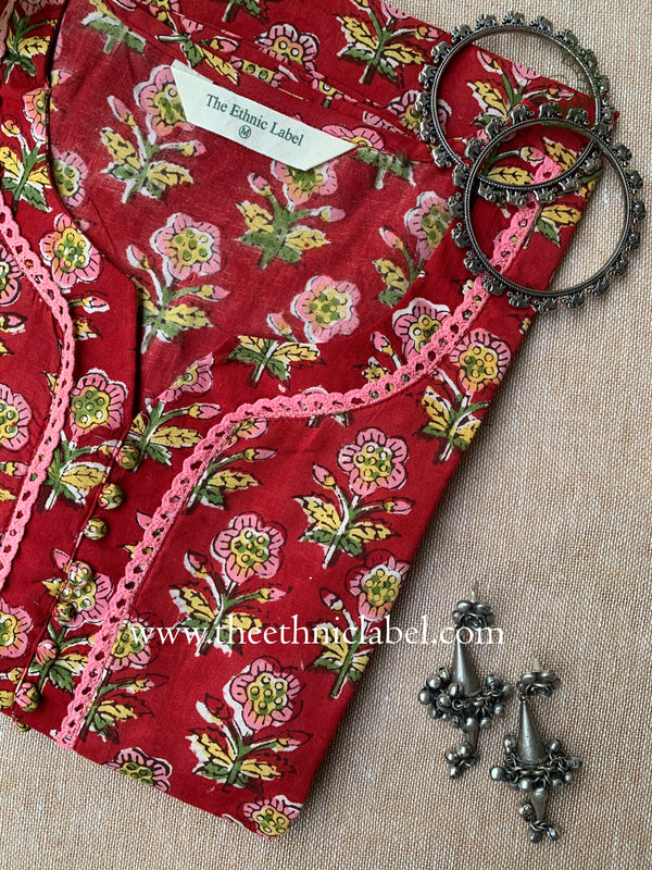 "Prachi" Hand Block Print Cotton kurta - XXL