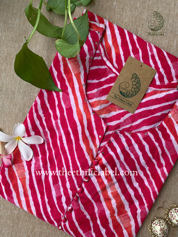 "Prisha" Rani lehriya handcrafted cotton Kurta