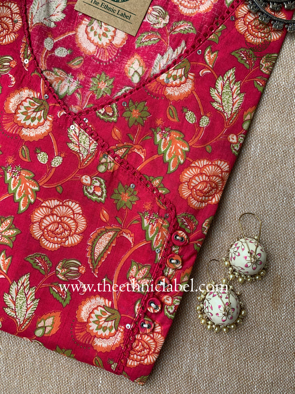 "Fatima" Multiflora Angrakha Cotton kurta