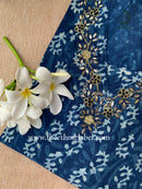 "Ahilya" Hand Embroidered Block Printed Cotton kurta - L