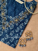 "Ahilya" Hand Embroidered Block Printed Cotton kurta - L