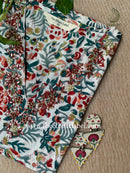 "Mona" Hand Embroidered Block Printed Cotton kurta S, M