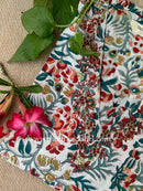 "Mona" Hand Embroidered Block Printed Cotton kurta S, M