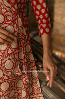 "Tahaa" Cotton Hand Block Printed Angrakha Dress