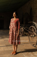 "Tahaa" Cotton Hand Block Printed Angrakha Dress