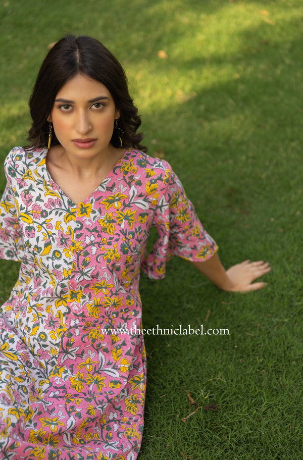 "Tulum" Hand Block Printed Cotton dress
