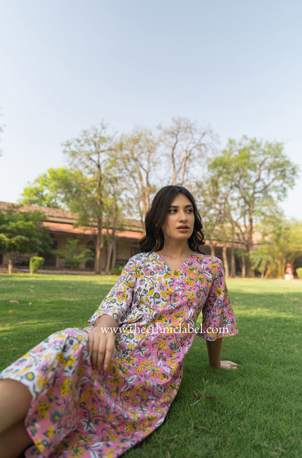 "Tulum" Hand Block Printed Cotton dress