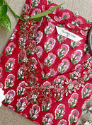 "Suman" Hand Embroidered Block Printed Cotton kurta (S to 5XL)