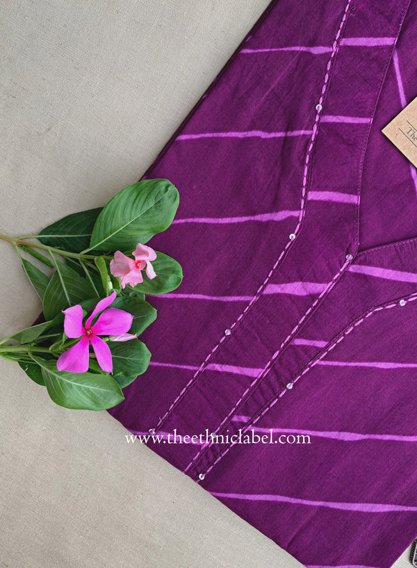 "Ruhana" Lehriya Kantha Cotton Kurta