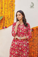 "Rachna" Hand Embroidered Block Printed Cotton kurta with pant- 2pc