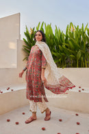 "Sukani" Cotton Kurta Set with Cotton Dupatta(3pc)