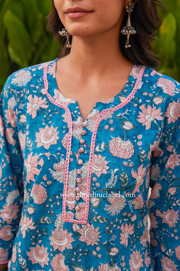 "Chandni" Hand Block Print Cotton kurta