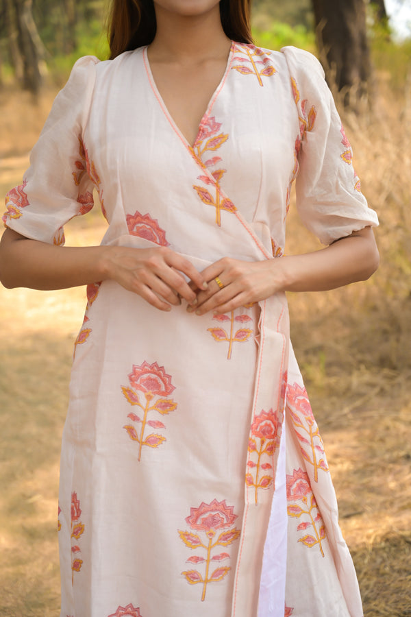 White 'Charming' Chanderi Angrakha Dress