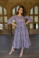 Lavender Pineapple Hand Block Printed Dress