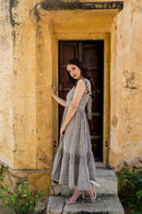 Hand block printed striped dress