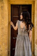 Hand block printed striped dress