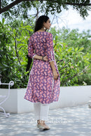 "Aina" Purple Laced Cotton Kurta