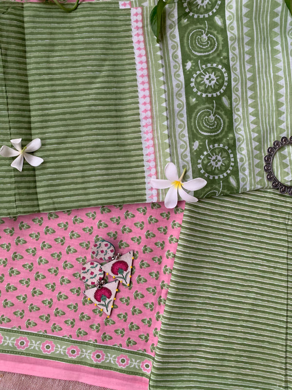 Pink Boota Unstitched Suit Set with Dupatta