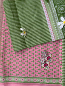 Pink Boota Unstitched Suit Set with Dupatta