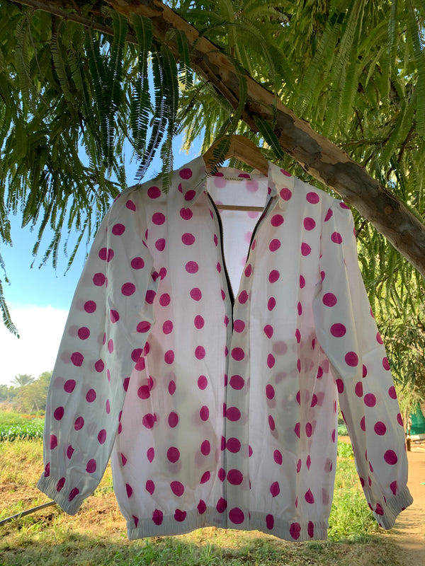 White Polka Dot Bomber Jacket