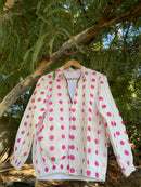 White Polka Dot Bomber Jacket