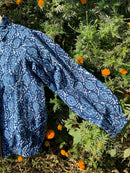 Indigo Boota pattern Bomber Jacket