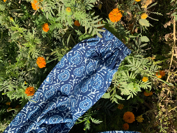 Indigo Boota pattern Bomber Jacket