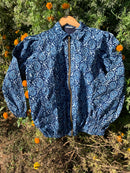 Indigo Boota pattern Bomber Jacket
