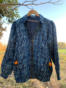 Indigo Boota pattern Bomber Jacket