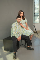 White Green Jaal Floral Shirt