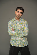 White Green Jaal Floral Shirt