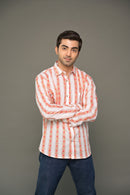 Orange Striped Cotton Shirt