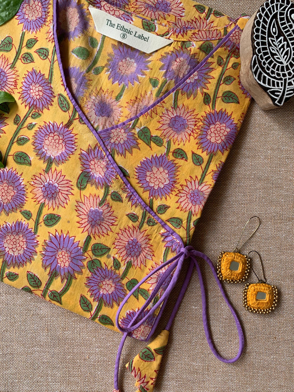 "Atreyi" Hand Block Printed Angrakha Cotton kurta