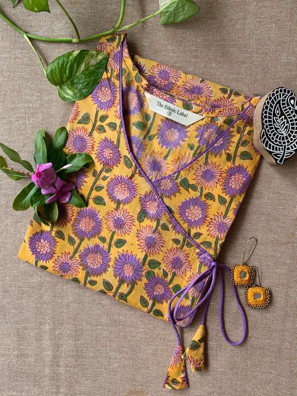 "Atreyi" Hand Block Printed Angrakha Cotton kurta