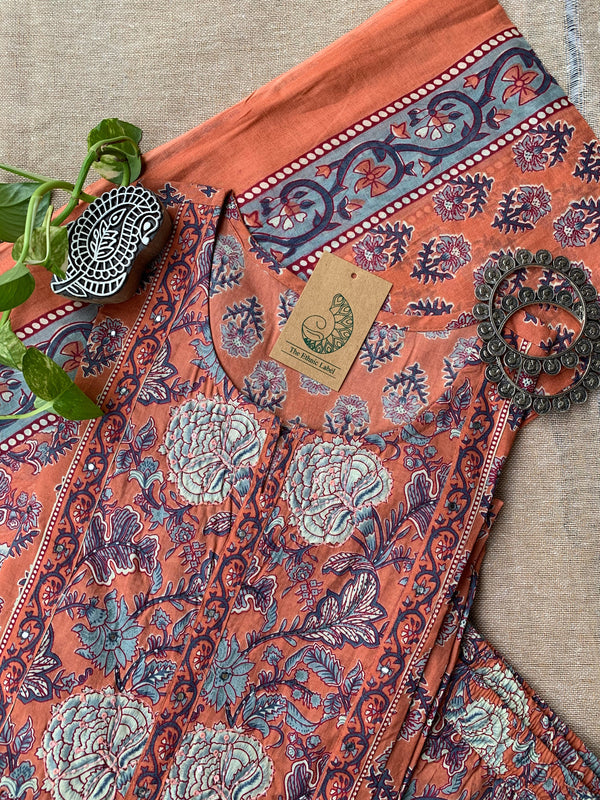 "Nithya" Hand Block Printed Cotton Kurta Set(3pc)