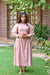 Pink 'Panache' Hand Block Printed Cotton Striped Dress