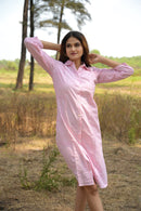 White & Pink 'Sassy' Cotton Shirt Dress