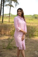 White & Pink 'Sassy' Cotton Shirt Dress
