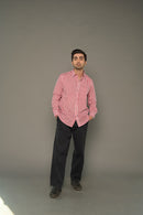 White & Red "Valentine" Striped Cotton Dress & Shirt Combo