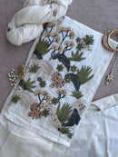 White Basant Hand Embroidered Kurta Set(3pc)