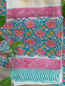 Vibrant Blue-Pink Unstitched Suit Set with Dupatta