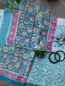 Phulwari Light Blue Unstitched Suit Set with Dupatta