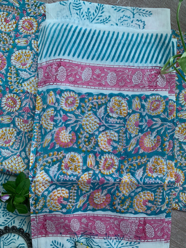 Phulwari Light Blue Unstitched Suit Set with Dupatta