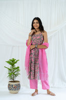 Pink & Olive 'Glamourous' Cotton Kurta Set